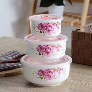 Ensemble <span class=keywords><strong>de</strong></span> bols en céramique bon marché <span class=keywords><strong>avec</strong></span> <span class=keywords><strong>couvercle</strong></span>, blanc <span class=keywords><strong>avec</strong></span> <span class=keywords><strong>couvercle</strong></span> en <span class=keywords><strong>plastique</strong></span>, vente en gros - Product Image 4