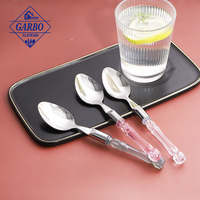 Service de table royal 2022, 16 pièces, 24 pièces, couverts complets, couleur rose personnalisée, manche en plastique, couverts en acier inoxydable, cuillère de table