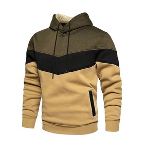 Sweat-shirts à capuche pour hommes en gros, 350 GSM, doublure polaire en polyester, design <span class=keywords><strong>patchwork</strong></span> automne, impression logo personnalisée, respirant et séchage rapide - Product Image 1
