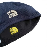Gorro de Punto de Doble Cara de Forro Polar para Otoño/Invierno, Estilo Urbano Unisex, con Patrón de Letras Bordadas Comunes en Spandex/Algodón