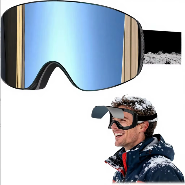 Magnetic Flip-up Ski Goggles for Men Women and Teenagers UV Protection Wearable Over the Glasses Anti-fog Flip-top Ski Goggles