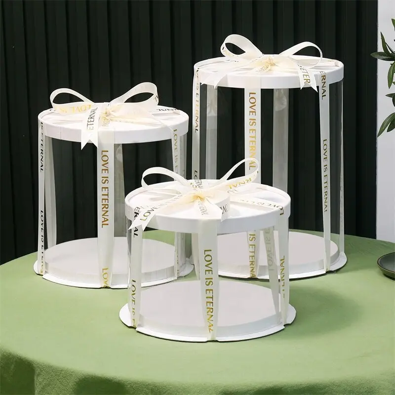 XJH grand motif cylindrique clair boîte à gâteau ronde transparente fleur cadeau anti-poussière exposition stockage boîte à gâteau