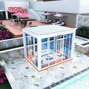 Toiture à lames automatiques pour patio, jardin, balcon, <span class=keywords><strong>prix</strong></span> d'<span class=keywords><strong>usine</strong></span>, lames orientables avec <span class=keywords><strong>abri</strong></span> réglable et protection solaire, pergola - Product Image 1