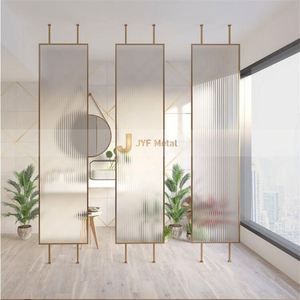 Customizable Modern Golden Oval Stainless Steel Frame Partition EX252 Durable <b>Mirror</b> Glass Screen with Laser Cut Process - Product Image 6