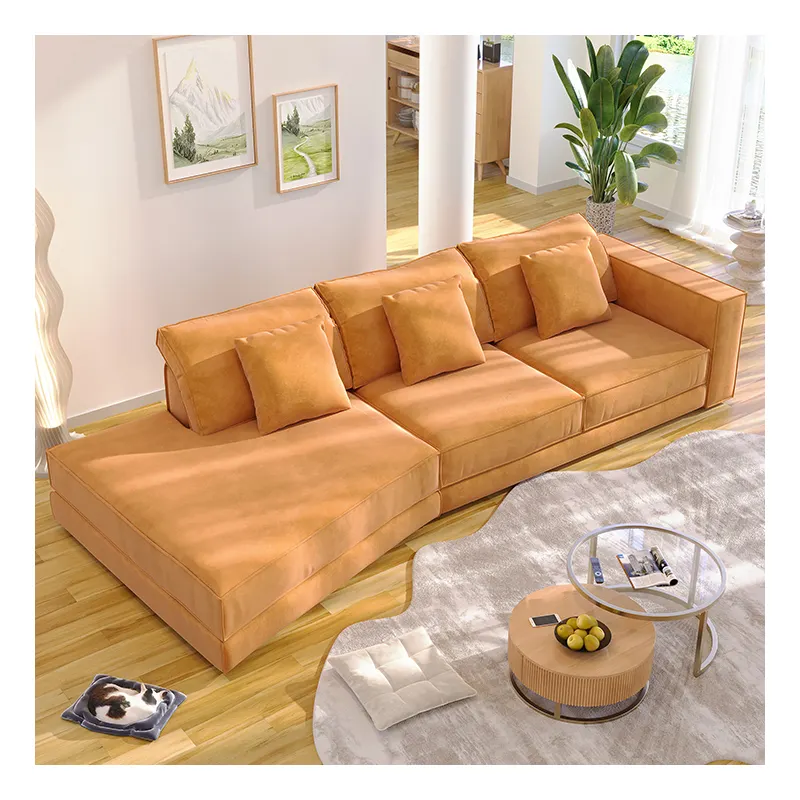 Set Sofa desain Elegan, furnitur rumah kasual, Set Sofa kulit sudut besar, Set Sofa ruang tamu