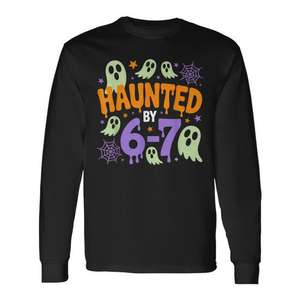 Haunted By 6-7 Halloween T-shirt à manches longues avec design de costume de meme - Product Image 1