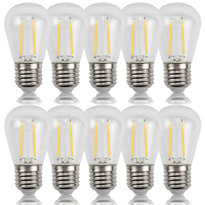 China Supplier Hot Selling LED Filament Bulbs E27 E26 Base 1W 2W S14 Dimmable LED Decorative Edison Bulb For String Lights
