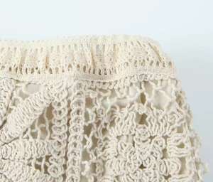 Professional Leisure Suit Hollow Hook Flower Beige Long Sleeved Knitted Cardigan Casual <b>Pants</b> Set 2 Pieces Set Fashion - Product Image 6