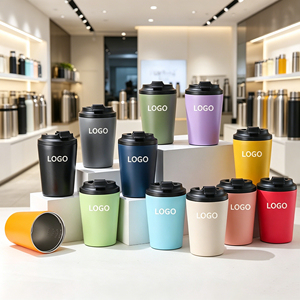 Mini tasse à café isotherme sous vide 350 ml en acier inoxydable 304, portable pour bureau, voiture, voyage, avec logo personnalisé, cadeau promotionnel en gros - Product Image 1