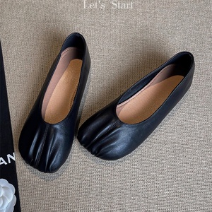 Français plat plissé bouche peu profonde chaussures femmes 2025 nouveau Joker-pédale carré fond souple pas fatigué <span class=keywords><strong>pieds</strong></span> Milk918 - Product Image 4