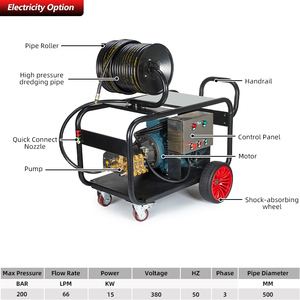 200 kg <span class=keywords><strong>de</strong></span> alta presión 15 kW máquina <span class=keywords><strong>de</strong></span> limpieza <span class=keywords><strong>de</strong></span> alcantarillado eléctrico 66 litros desobstrucción limpiador <span class=keywords><strong>de</strong></span> tuberías comercial para granja municipal nuevo - Product Image 6