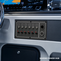 Panneau de commutation à 6 interrupteurs en aluminium 12V/24V avec fusibles, USB PD3.0 QC3.0 30W, voltmètre et prise DC DAMAVO pour voiture, bateau, camping-car