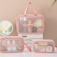 Logo personnalisé Imperméable Dames Noir Rose Blanc Givré Fermeture Éclair Toilette Petit Voyage Lavage Toilette clair Pvc Cosmétique Sac