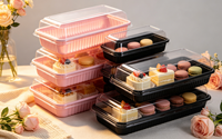 Boîtes à gâteaux de 5 pouces, fond blanc en PET, couvercle transparent, emballage en plastique carré, porte-gâteaux avec couvercle transparent