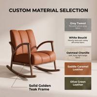 Fauteuil d'appoint moderne en teck doré capitonné avec accoudoirs confortables et rembourrés pour salon, chambre, bureau à domicile, hôtel