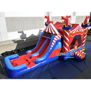 Château gonflable à thème drapeau étoilé avec toboggan, combo château gonflable américain à double toboggan pour jardin - Product Image 2