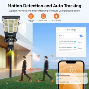 Lampu Jalan Kamera LED Tenaga Surya Outdoor Wifi IP66 Baterai 16000mAh <span class=keywords><strong>3</strong></span> Mode Lampu Sensor Deteksi Gerak Remote Siren Terintegrasi - Product Image 4