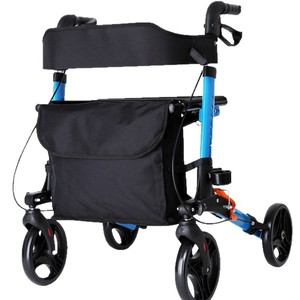Four-Wheeled <b>Walker</b> Aluminum Alloy Azure Blue With Storage Bag For <b>Elderly</b> Mobility Aid - Product Image 3