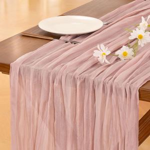 Nappe de table en gaze rose 35x120 pouces pour la Saint-Valentin, printemps, Pâques, chemin de table en gaze de 120 pouces - Product Image 1