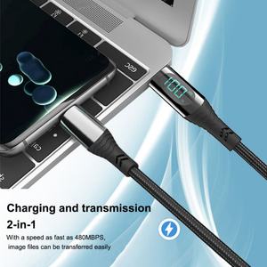 Cable USB Tipo C a Tipo C de Carga Rápida de 240W con Pantalla LED, Cable Trenzado Tipo C, Accesorios para Teléfonos Móviles, Venta al Por Mayor de Fábrica - Product Image 5
