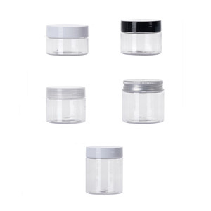 150ml 180 200g 250ml 300ml 8oz Clear Plastic Round Pet Jar With Screw aluminum/plastic Cap/lid for Cosmetic food pot Container