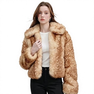 Faux <b>Fur</b> Blouson Jacket Women Winter Short Thick Faux <b>Fur</b> Coat <b>Fur</b> <b>Trim</b> Full Sleeve Pullover Solid Color Women Cow Hair Jacket - Product Image 1