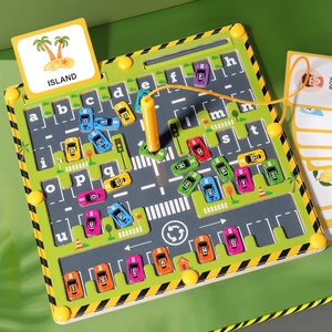 Jeu de société en bois écologique pour enfants : Activités de comptage et d'association, Jouets éducatifs précoces, Puzzles, Labyrinthes de stationnement et Jeu de boules - Product Image 2
