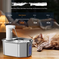 Fontaine à eau sans fil intelligente en acier inoxydable 304 avec capteur de mouvement, grande capacité et eau courante pour chiens et chats