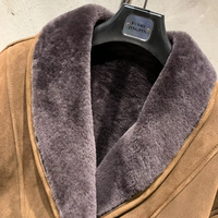 Veste en peau de mouton surdimensionnée pour femmes, véritable daim mat brun foncé, manteau en peau de mouton