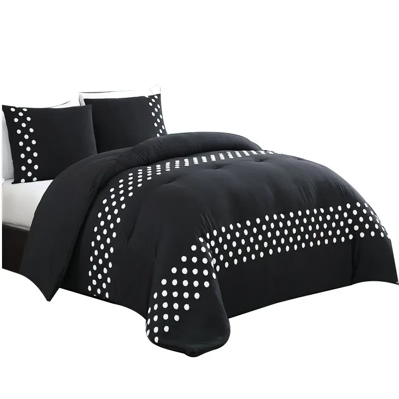 Bedding Solid Fill Quilt Simple Black Spotted Pattern three-piece set