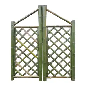 Wpc Fencing Glass Threaded Bamboo Back Yard Weaving Machine Bamboo Fence Double-Door