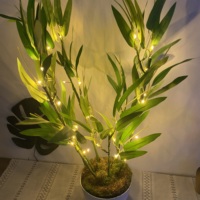 Éclairage intérieur à LED Rafraîchissant pour la chambre Lumière de Noël Lampe de table Feuille de bambou Plantes artificielles