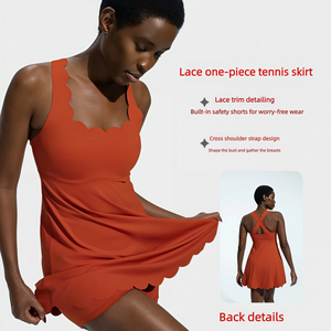 Robe de <span class=keywords><strong>tennis</strong></span> tout-en-un pour <span class=keywords><strong>femme</strong></span> avec short intégré, <span class=keywords><strong>tenue</strong></span> de <span class=keywords><strong>tennis</strong></span> pour <span class=keywords><strong>femme</strong></span>, jupe de golf - Product Image 2