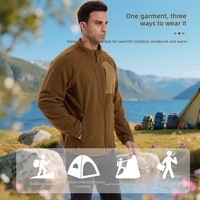 Veste polaire sportive pour homme à col montant, motif uni, pour sports d'extérieur automne/hiver, avec doublure thermique et hardshell