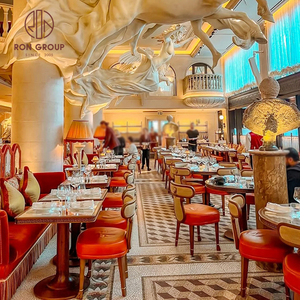 Set di Arredamento di Lusso per Caffè, Hotel e Ristoranti: <span class=keywords><strong>Tavolo</strong></span> Rotondo in Marmo Trasparente e Sedia in Pelle Rossa <span class=keywords><strong>con</strong></span> Divano in Velluto Design in Rattan - Product Image 4