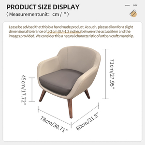 Ghế bành bọc vải màu xám hiện đại, ghế nghỉ bằng da với chân gỗ chắc chắn, dùng cho phòng khách, phòng ngủ, văn phòng. - Product Image 6