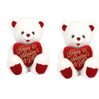 Ours en peluche blanc personnalisé avec un cœur d'amour Jouets en peluche pour cadeaux de la Saint-Valentin Fabriqué en polyester Remplissage en coton PP