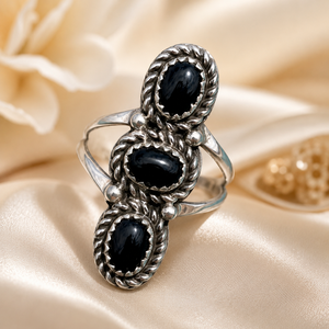Anillo de Cóctel con Piedra Preciosa de Ónix Negro Vintage, Plata de Ley 925, Engaste de Bisel Ovalado, Joyería Unisex, Regalo, Uso Diario - Product Image 2