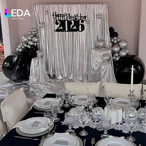 LEDA New Arrival Elegant Silver Drapery Stage Wedding Curtain Spandex Fabric <b>Party</b> <b>Decoration</b> for Events - Product Image 3