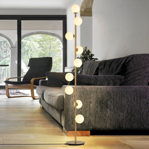 Modern Indoor Bedroom LED <strong>Standing</strong> <strong>Lamp</strong> <strong>Gold</strong> and White Glass Floor Light - Product Image 5