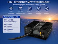 Contrôleur MPPT Boost, avec entrée 13-60V pour batteries 24V, 36V, 48V, 60V, 72V, contrôleur de charge solaire MPPT Boost 1000W