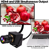 Mini caméra USB H-D-M-I 4K ELP avec H.265/H.264, 30fps, zoom numérique 2x et objectif varifocal 4x (2,8-12 mm)