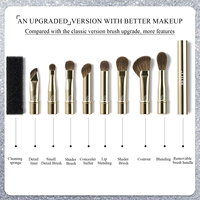 Ensemble de 8 pinceaux de maquillage miniatures portables en aluminium avec miroir, boîte de rangement et éponge de nettoyage, outils cosmétiques