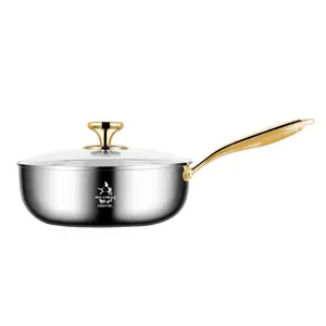 Sartén <span class=keywords><strong>Wok</strong></span> Profunda Antiadherente de Acero Inoxidable 316, Apta para Estufa de Gas, Inducción, Lavavajillas y Horno, Sartén Resistente para Saltear, Olla para Leche - Product Image 5