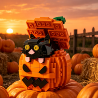 Jack O Lantern Schwarze Katze Plastik-Bausteine Halloween Tischdekoration