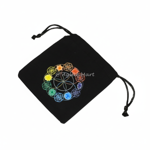 Bolsa de embalaje de algodón de semilla de vida y Chakra de tela natural, regalo artesanal de cristal para almacenamiento o exhibición de manualidades - Product Image 1