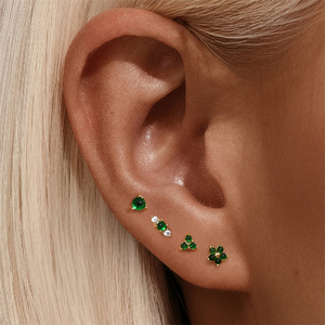 CANNER Nuevo Diseño de Color, Pendientes de Plata 925 con Circonita Verde y Roja para Mujer - Product Image 3