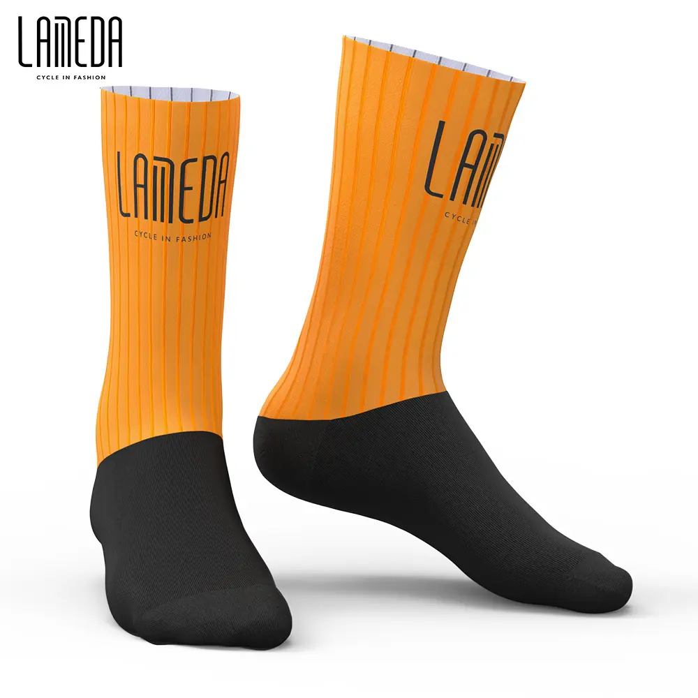 Компрессионные спортивные велосипедные носки LAMEDA с сублимационным логотипом на заказ цветные носки для бега езды на велосипеде унисекс трикотажные с сублимационной печатью