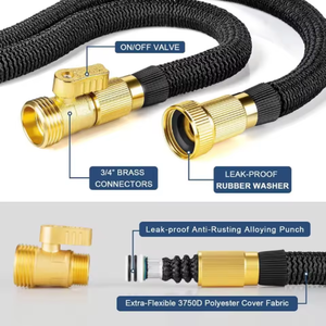 Tuyau d'arrosage extensible haute pression en polymère de 30 m sur mesure avec pistolet pulvérisateur réglable CNS, durable et antirouille pour plantes - Product Image 3