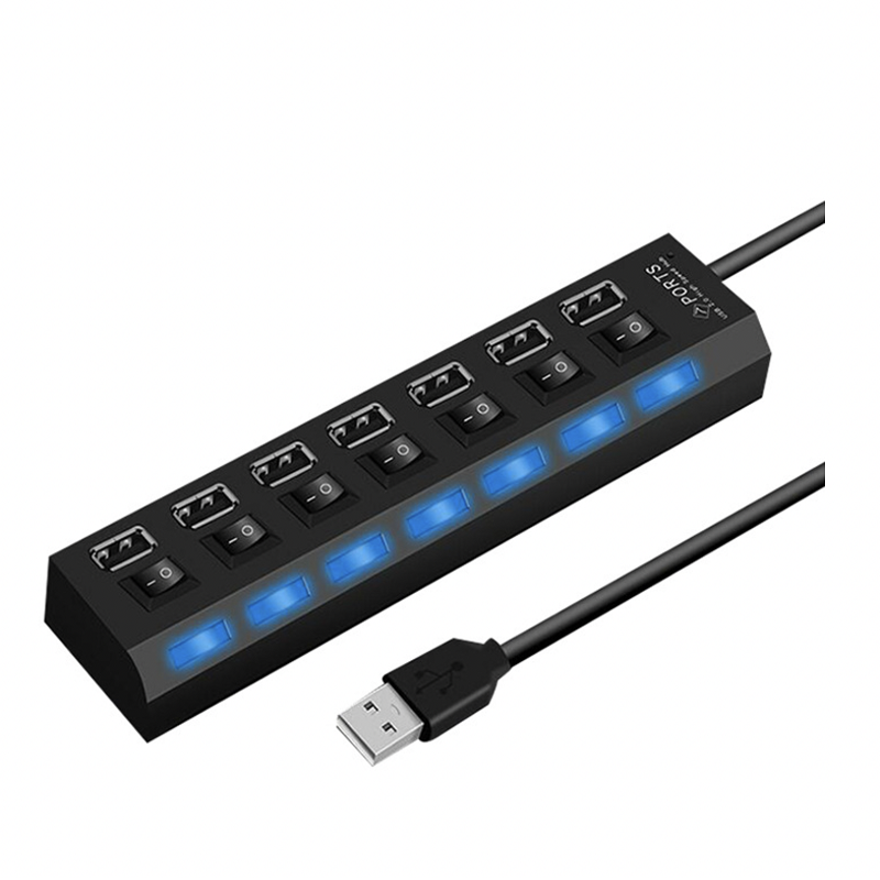 Hub USB 7 Porte Con Alimentazione - Portatile, Interruttori LED Singoli, Velocità USB 3.0 (5 Gbps), Protezione Sovracorrente, Per PC, Laptop, MacBook